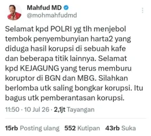 Mahfud MD Dukung Polri dan Kejagung Bongkar Korupsi, Soroti Penggeledahan di 13 Lokasi 7 Mahfud MD Dukung Polri dan Kejagung Bongkar Korupsi, Soroti Penggeledahan di 13 Lokasi
