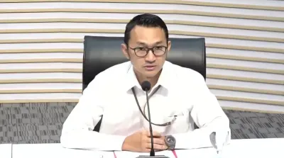 Juru Bicara KPK Budi Prasetyo saat konferensi pers menanggapi gugatan praperadilan Yaqut Cholil Qoumas di Gedung KPK Jakarta.