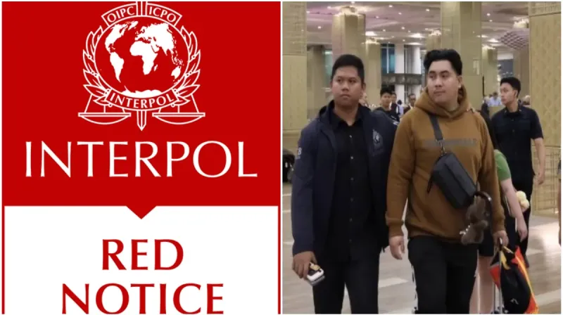 Petugas kepolisian Indonesia di Bandara Ngurah Rai Bali saat penangkapan buronan Interpol terkait TPPO dan penipuan daring.