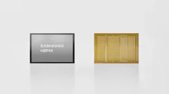 Chip HBM4 Samsung dipamerkan di fasilitas produksi semikonduktor Samsung Electronics di Korea Selatan.