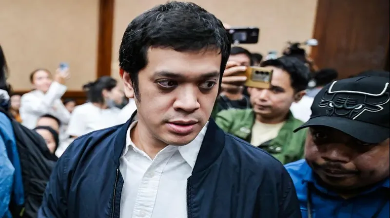 Muhammad Kerry Adrianto Riza saat menjalani sidang pembacaan putusan di Pengadilan Tipikor PN Jakarta Pusat terkait kasus korupsi minyak mentah.