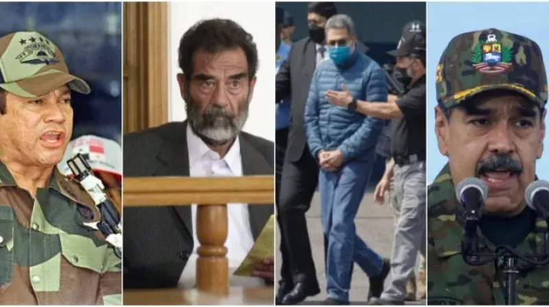 pin asing — Manuel Noriega, Saddam Hussein, Juan Orlando Hernández, dan Nicolás Maduro — yang pernah ditangkap oleh Amerika Serikat dalam berbagai operasi militer dan hukum internasional.