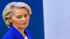Presiden Komisi Eropa Ursula von der Leyen berbicara dalam konferensi pers mengenai kebijakan perdagangan Uni Eropa.