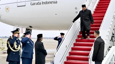 Presiden Prabowo Subianto tiba di Amerika Serikat pada 17 Februari 2026 pukul 11.55 waktu setempat, disambut perwakilan resmi pemerintah AS.