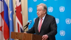 Antonio Guterres menyerukan Amerika Serikat dan Israel menghentikan perang terhadap Iran dalam konferensi pers PBB.