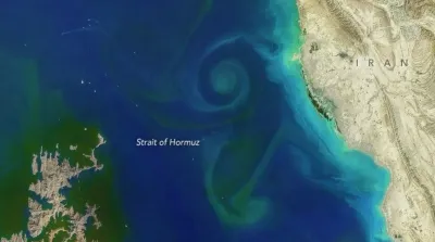 Peta Selat Hormuz di Timur Tengah yang menjadi jalur utama perdagangan minyak dunia dan menjadi tuntutan Iran dalam negosiasi perdamaian dengan Amerika Serikat.